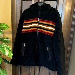Pendleton Woodside Hooded Black/Red/Brown Stripe Long Sleeves Jacket NWOT
